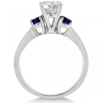 Princess Cut Diamond & Sapphire Engagement Ring Palladium (0.68ct)