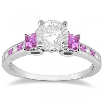 Princess Cut Diamond & Pink Sapphire Engagement Ring Palladium (0.68ct)