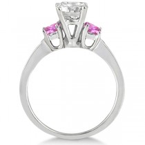 Princess Cut Diamond & Pink Sapphire Engagement Ring Palladium (0.68ct)