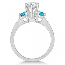 3 Stone Fancy White & Blue Diamond Engagement Ring  (0.45 ctw)