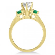 Three-Stone Emerald & Diamond Engagement Ring 14k Yellow Gold (0.45ct)