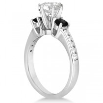 3 Stone White & Black Diamond Engagement Ring Palladium Setting (0.45 ctw)