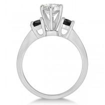 3 Stone White & Black Diamond Engagement Ring Palladium Setting (0.45 ctw)
