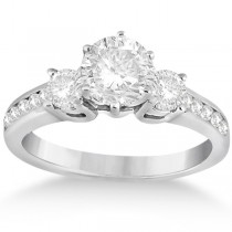 Three-Stone Lab Grown Diamond Engagement Ring with Sidestones in 18k White Gold (0.45 ctw)