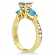 Emerald Diamond & Pear Blue Topaz Engagement Ring 14k Yellow Gold (1.79ct)