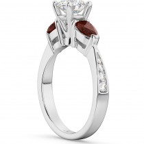 Diamond & Pear Garnet Engagement Ring 14k White Gold (0.79ct)