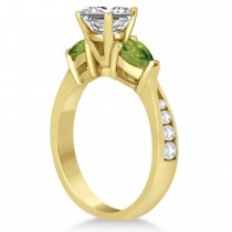 Emerald Diamond & Pear Peridot Engagement Ring 14k Yellow Gold (1.29ct)