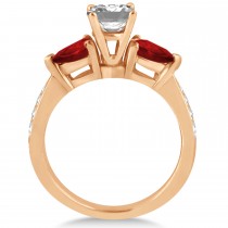 Emerald Diamond & Pear Ruby Gemstone Engagement Ring 14k Rose Gold (1.29ct)