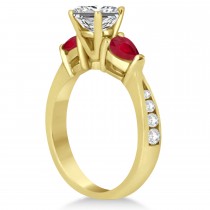 Emerald Diamond & Pear Ruby Gemstone Engagement Ring 14k Yellow Gold (1.29ct)