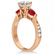 Princess Diamond & Pear Ruby Gemstone Engagement Ring 14k Rose Gold (1.29ct)