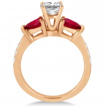 Princess Diamond & Pear Ruby Gemstone Engagement Ring 14k Rose Gold (1.29ct)
