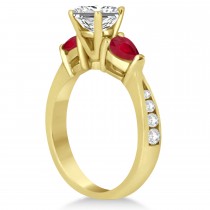 Princess Diamond & Pear Ruby Gemstone Engagement Ring 14k Yellow Gold (1.29ct)