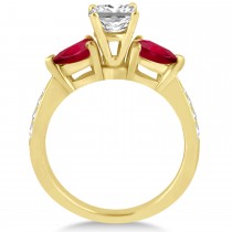 Princess Diamond & Pear Ruby Gemstone Engagement Ring 14k Yellow Gold (1.29ct)