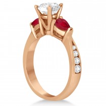 Cushion Diamond & Pear Ruby Gemstone Engagement Ring 14k Rose Gold (1.79ct)