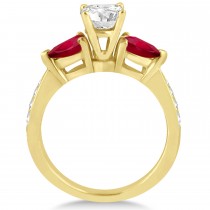 Cushion Diamond & Pear Ruby Gemstone Engagement Ring 14k Yellow Gold (1.79ct)