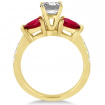 Emerald Diamond & Pear Ruby Gemstone Engagement Ring 14k Yellow Gold (1.79ct)