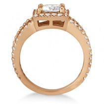 Princess Cut Halo Diamond Engagement Ring 18k Rose Gold (0.72ct)