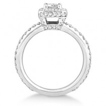 Princess Cut Halo Diamond Engagement Ring 18k White Gold (0.65ct)