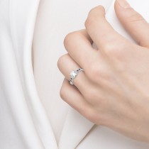 Cathedral Sapphire & Diamond Engagement Ring 18k White Gold (0.20ct)