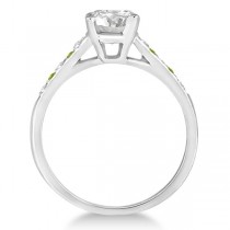 Cathedral Peridot & Diamond Engagement Ring 18k White Gold (0.20ct)