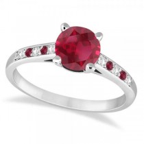 Cathedral Ruby & Diamond Engagement Ring Palladium (1.20ct)