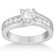 Unique Channel Set Diamond Engagement Ring 14k White Gold (0.80ct)