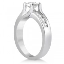 Unique Channel Set Diamond Engagement Ring 14k White Gold (0.80ct)