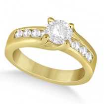 Unique Channel Set Diamond Engagement Ring 18K White Gold (0.80ct)