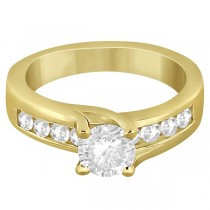 Unique Channel Set Diamond Engagement Ring 18K White Gold (0.80ct)