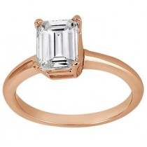 Solitaire Engagement Ring Setting for Emerald-Cut Diamond 18k Rose Gold