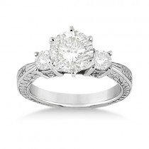 Antique Three-Stone Diamond Engagement Ring Palladium (0.50ct)