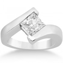 Princess Cut Tension Set Engagement Ring Solitaire Setting Palladium