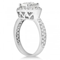 Halo Style Diamond Engagement Ring Setting 14k White Gold (0.50ct)