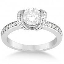 Diamond Ribbon Engagement Ring Designer Palladium Setting (0.56ct)