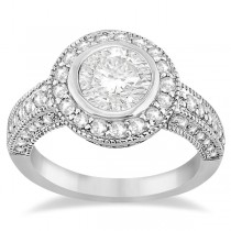 Halo Diamond Art Deco Engagement Ring Setting Platinum (0.79ct)