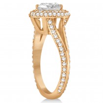 Double Halo Diamond Engagement Ring Setting 18k Rose Gold (1.00ct)