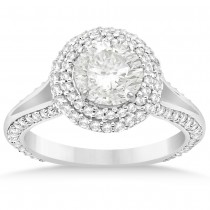 Double Halo Diamond Engagement Ring Setting Palladium (1.00ct)