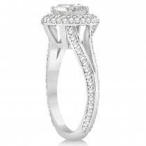 Double Halo Diamond Engagement Ring Setting Palladium (1.00ct)