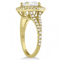 Double Halo Diamond Engagement Ring Setting 14K Yellow Gold (0.77ctw)