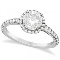 Halo Diamond Engagement Ring w/ Side Stones 14k White Gold (2.00ct)