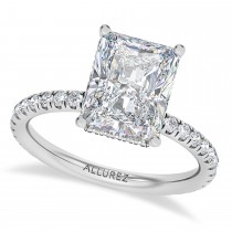 Radiant Cut & Round Lab Grown Diamond Engagement Ring 14K White Gold (3.60ct)