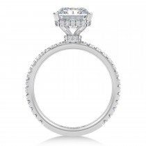 Radiant Cut & Round Lab Grown Diamond Engagement Ring 14K White Gold (3.60ct)