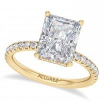 Radiant Cut Moissanite & Round Lab Grown Diamond Engagement Ring 18K Yellow Gold (3.60ct)
