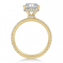 Radiant Cut Moissanite & Round Lab Grown Diamond Engagement Ring 18K Yellow Gold (3.60ct)