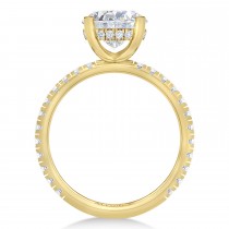 Oval Moissanite & Lab Grown Diamond Engagement Ring 14K Yellow Gold (3.45ct)