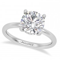 Round Moissanite & Lab Grown Diamond Engagement Ring 14K White Gold (1.06ct)