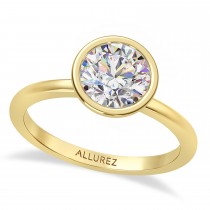 Round Lab Grown Diamond Bezel Engagement Ring 14K Yellow Gold (1.50ct)