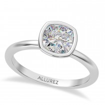 Cushion Lab Grown Diamond Bezel Engagement Ring 14K White Gold (1.50ct)