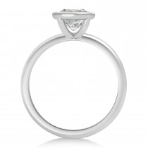Cushion Lab Grown Diamond Bezel Engagement Ring 14K White Gold (1.50ct)