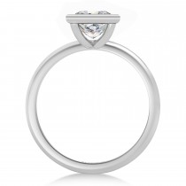 Princess Cut Lab Grown Diamond Bezel Engagement Ring 14K White Gold (1.50ct)
